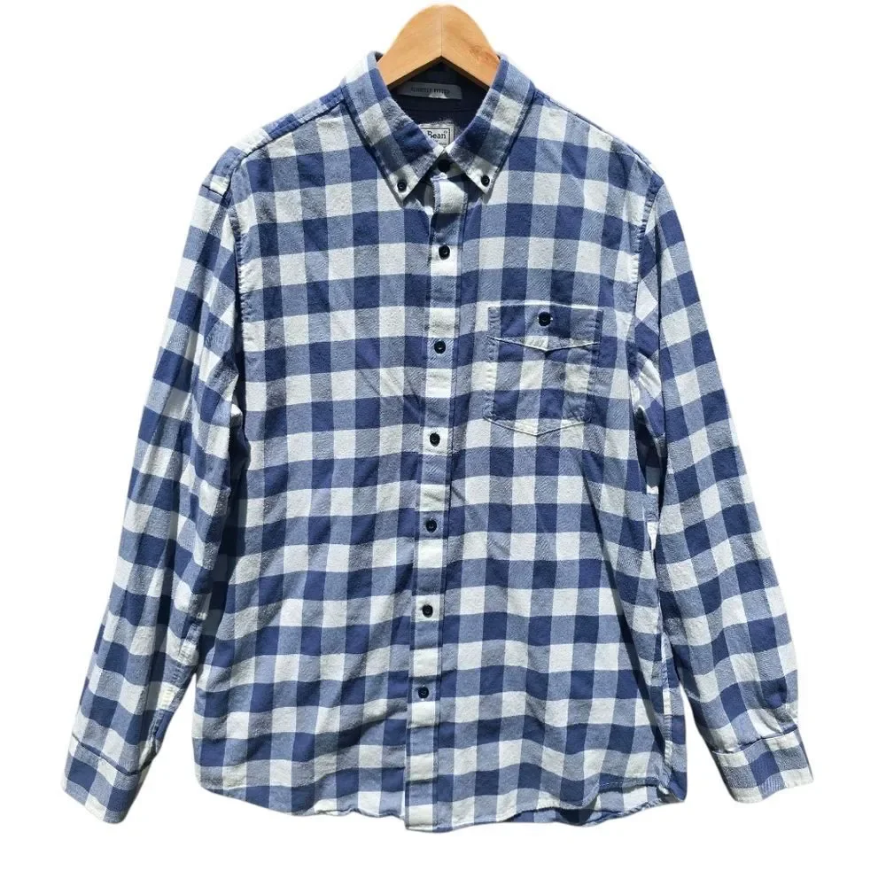 L.L.Bean Men's Comfort Stretch Chambray Shirt, Long-Sleeve Slightly Fitted Large